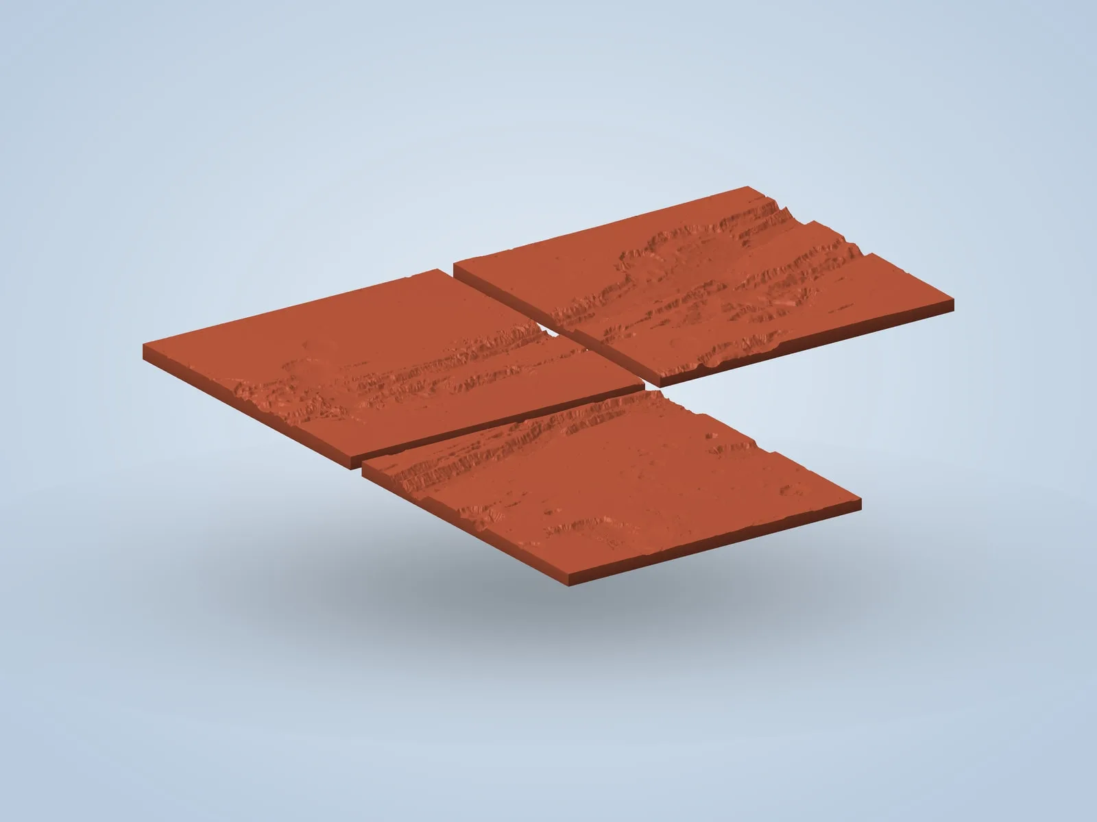 Mars: Valles Marineris Relief (3 Parts)